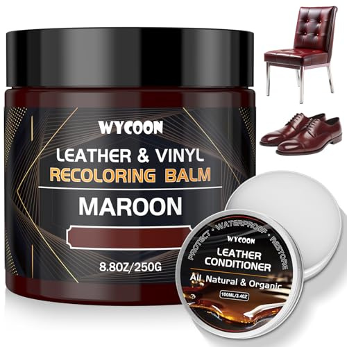 WYCOON Leder Reparatur Set Kastanienbraun mit Lederfett - Professionelle Lederfarbe & Flüssigleder für Sofas, Autositze, Schuhe, Vinylmöbel – Repariert Verblasste & Zerkratzte Oberflächen