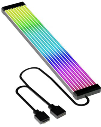 TZMRIT PC Cable Rgb, ARGB PSU Cable Cover Cable Extension, RGB Power Extension Cable Cover Kit for Motherboard and GPU PC Cable Parts Decoration (8PIN BK)