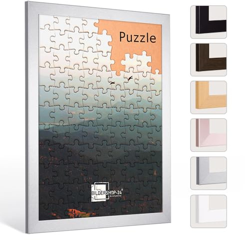 Bildershop-24 Puzzlerahmen London für Puzzle ca. 3000 Teile 80x120cm 120x80cm Silber mit Acrylglas