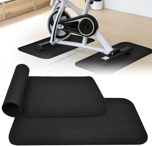 ASOUUNLD 2 Stück Bodenschutzmatte für Fitnessgeräte rutschfeste Trainingsmatte Doppelseitige Anti Vibrationsmatte Silikon Fitnessmatte für Heimtrainer Laufband Peloton mit Bodenschutz(60x30x0,5 cm)