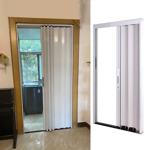 Porta a Soffietto da Interno Porta Interna Soffietto con Ampia Apertura e Serratura, 70 80 90 100 110 120 140 150 cm Porte Scorrevoli Pieghevoli con Isolamento Termico Porta(70x210cm(27.5x82.7in))