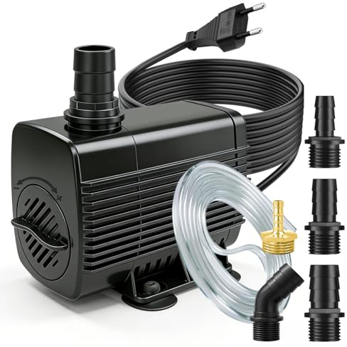 Springbrunnenpumpe 50W 2600L/H 3m Kabel mit Überhitzungsschutz | Ultra-Leise, für Gart brunnen, Teich, Hydroponik-Anlagen