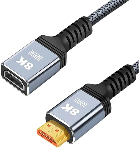 jatimdotin Cable de extensión HDMI 1.5M, 8K 60HZ 4K 120HZ 144HZ Cable HDMI 2.1 Macho a Hembra 48Gbps Ultra Alta Velocidad, Soporte 3D HDR Compatible con TV Stick, HDTV, Portátil, PS5/PS4