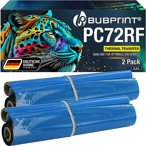 Bubprint 2 Thermotransferrollen kompatibel mit Brother PC-72RF Schwarz