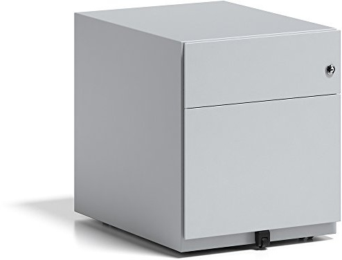 BISLEY Rollcontainer Note mit Griffleiste, 1 Universalschublade, 1 HR-Schublade, Metall, 645 Lichtgrau, 56.5 x 42 x 49.5 cm
