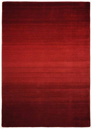 THEKO | Teppich Wool Comfort aus 100% Schurwolle | schlicht + modern | handgewebt | Farbe: Rot | 60x90 cm