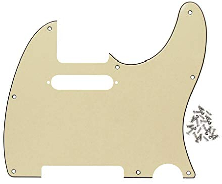FLEOR 8 Hole 3Ply Cream TL Pickguard Single Coil Neck Hole Cut Guard Plate with Mounting Screws for U.S./Mexican Standard TL TE Plate Replacement