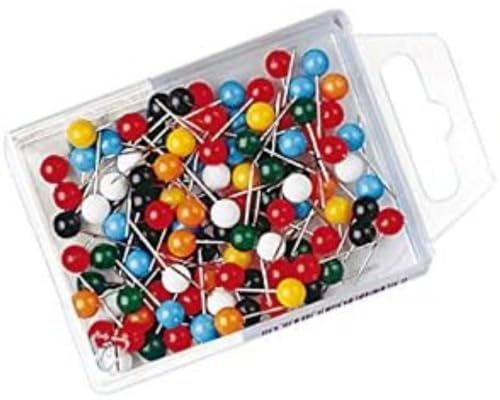 Wedo 56100 Lot de 100 Épingles à Tête Ronde, Longueur des Épingles 16 mm, Diamètre de la Tête 6 mmCouleurs Assorties
