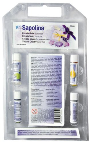 Sapolina Seifengießen, Seifen Bastelset mit 3 mischb. Farben, 1 Duftöl, 7er Giessform, Anleitung
