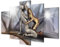 B&D XXL - Wandbilder XXL Figuren 225x112cm 5 tlg - Wand Deko Leinwand Bilder Groß Wanddeko Wohnzimmer Schlafzimmer Kunstdrucke - Kuss Gestalten silber h-A-0019-b-m