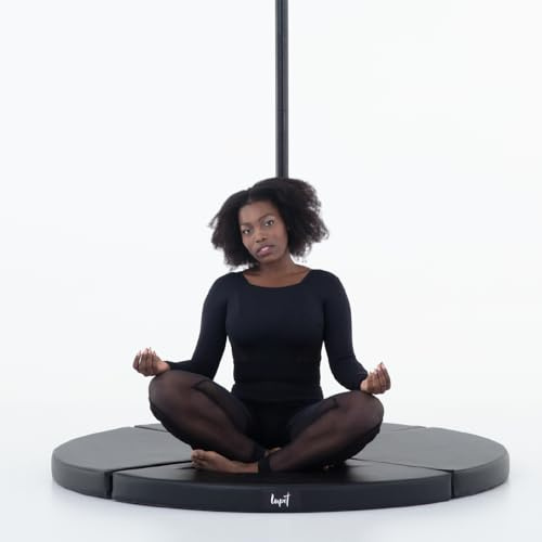 LUPIT POLE Premium Dance Mat - Foldable Crash Mat with High-Grade EPE Foam Padding + Water Resistant Elastic Leather Cover - Protective Fall Safety Cushion for Pole Dancing (Black, 3.14)
