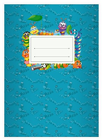 Kartenkaufrausch 8 Lustige Raupen DIN A5 Schulhefte, Schreibhefte mit schlauen kleinen Raupen in blau Lineatur 6 (blanko Heft)