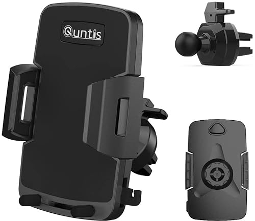 Quntis Soporte para teléfono móvil para la ventilación del Coche, Espacio para Cable de Carga y Auxiliar, Giratorio 360°, Universal, Compatible con iPhone, Samsung, Huawei, HTC, LG, Sony, Xiaomi