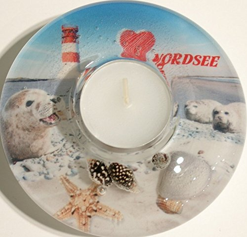 Gilde Dreamlight Teelichthalter Nordsee,aus Glas