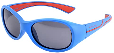 ActiveSol Lunettes de soleil sportives pour enfants | Fille et Garçon | Protection 100% UV 400 | polarisées | indestructibles en caoutchouc souple | 5-10 ans | seulement 22 grammes [Bleu/Rouge]