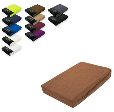 EXKLUSIV HEIMTEXTIL Frottee Spannbettlaken 140-160 x 200 cm 80% Baumwolle, 20% Polyester Öko - Tex Zertifiziert, Markenqualität, Matratzenhöhe bis 25 cm, Nougat