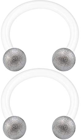 KJM Fashion 2 STK Durchsichtig Bioflex Circular Barbell 1,2mm 16g 8mm 5/16 3mm Bereifte Kugel Cartilage Tragus Helix Ohrringe Piercing Schmuck 2056