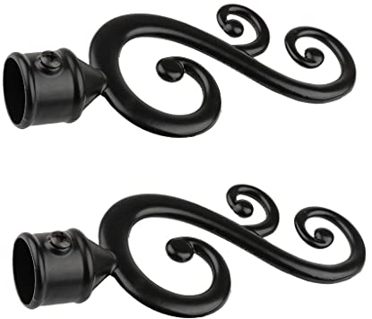 SM SunniMix 1 Paar Kugel Retro Endstücke für Gardinenstangen Fenster Vorhang -22mm, 1# schwarz