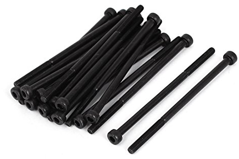 sourcing map 20pcs M3x60mm Vis à Tête Cylindrique à Six Pans Creux Tête Hexagonale Boulon Demi Filetage en Acier Allié 12.9 Noir
