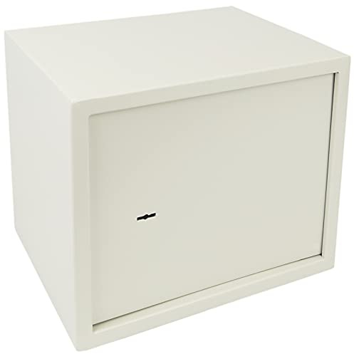 PrimeMatik - Safe aus Stahl und Schlüssel 38 x 30 x 30 cm, Beige