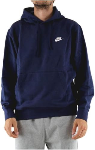 Nike M Nsw Club Hoodie PO JSY Sweatshirt - Midnight Navy/(White), M-T