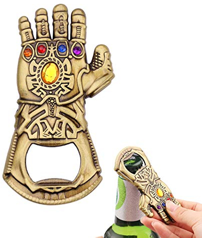 1 x Infinity Gauntlet Weinflaschenöffner, Thanos Handschuh-Flaschenöffner, Endgame Flaschenöffner, tolles Geschenk für Bar, Party, Bierliebhaber (Gold)