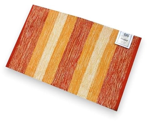 SpazioTessile Tappeto Stuoia Cucina Multiuso 100% Cotone Indiano Sfumato 6 Misure 6 Colori CH (Arancio, 50x80)