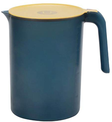 YARNOW Carafe à eau en plastique avec couvercle pour réfrigérateur - Carafe à eau - En plastique - Avec échelle - Pour jus chaud, jus de froid, thé, boissons, lait, café, 2 l - Bleu foncé