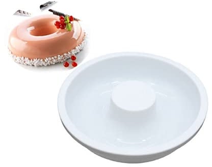 DODXIAOBEUL 7 Inch Silicone Baking Molds,Fluted Tube Cake Pans,Round Shape Non Stick Molds,Silicone Oven Safe Chocolate Mousse Dessert Baking Pan for jello, Doughnut Donut Brownie -White