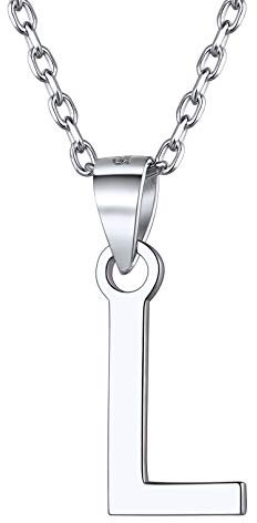 ChicSilver Silber Kette mit Alphabet L Anhänger Damen Anfangsbuchstabe Halskette mit Geschenkebox