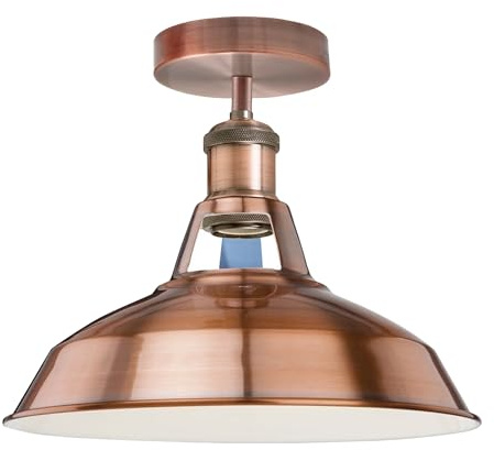 LEDSone Vintage Semi Flush Mount 30cm Copper Ceiling Light Without Bulb