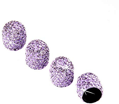 ihreesy Bling Bling Reifen Ventilkappen,4 Stück Universal Ventildeckel Strass Kristall Staubdichte Reifenventilkappen Ventildeckel Reifenstaubkappen für LKW Motorräder Fahrräder,Hell Lila