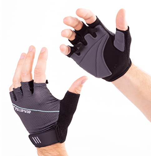PULLUP & DIP Fitness Handschuhe, Trainingshandschuhe mit Handflächenpolsterung für Männer und Frauen, Atmungsaktive Sporthandschuhe für Kraftsport, Bodybuilding, Radsport, Calisthenics, Crossfit (M)