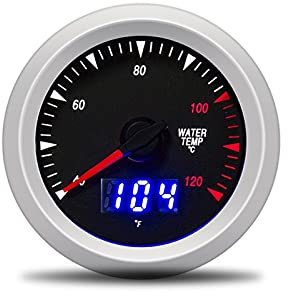 BJTYHT Medidor de Temperatura del Agua de 60 mm ℃ / ℉ Pantalla Digital Dual Pantalla con Sensor de Temperatura del Agua y Soporte para automóvil de 12V