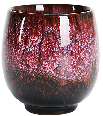 Shunfaji Tasses à Thé en Céramique Japonaises Tasses en Céramique Émaillée Flambée, Coloré Tasse Thé en Céramique Artisanale Rétro Motif Gracieux, pour Maison, Bureau, Cadeaux (#4)