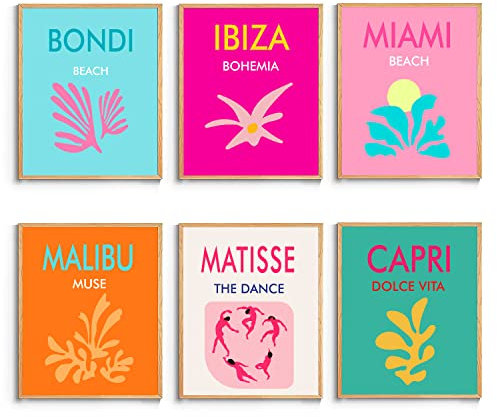 XBYGIMI Preppy Room Decor Ästhetische Wandkunstdrucke, Set mit 6 adretten Wandkunst, Ausstellungsposter und Drucke, adrette Poster für Raumästhetik, ungerahmt, 20.3x25.4 cm