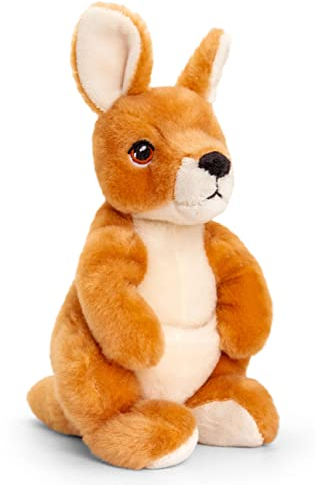 tachi Stofftier Wallaby sitzend, Kuscheltier Känguru beige, Plüschtier Beuteltier 27 cm