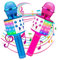 ICNOW Wireless Microphone for Kids Adults, Karaoke Bluetooth Microphones Portable LED Lights Mic Speaker for Home KTV Party Singing Recording, Pink & Blue