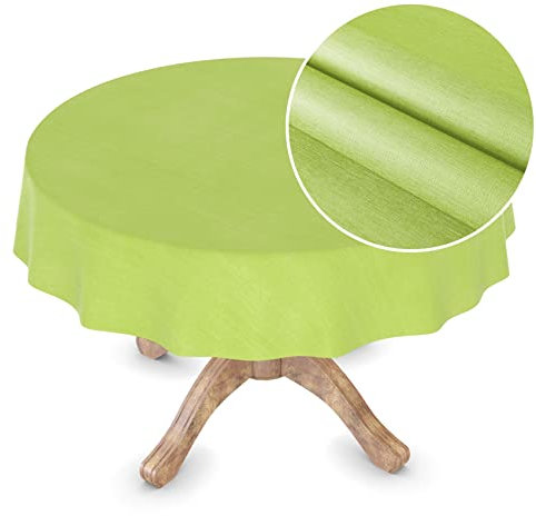 Wachstuchtischdecke Wachstuch Tischdecke abwaschbar Rechteck, rund, oval Premium Textileffekt Prägung Gartentischdecke Rund 120cm Schnittkante Limette