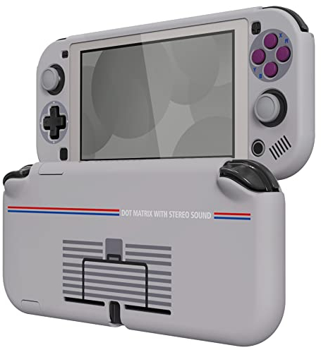 eXtremeRate PlayVital Funda para Nintendo Switch Lite Carcasa Estuche Acoplable con Protector de Pantalla de Vidrio Templado Protectora Duradera para Control Switch Lite(Clásico 1989 GB DMG-01)
