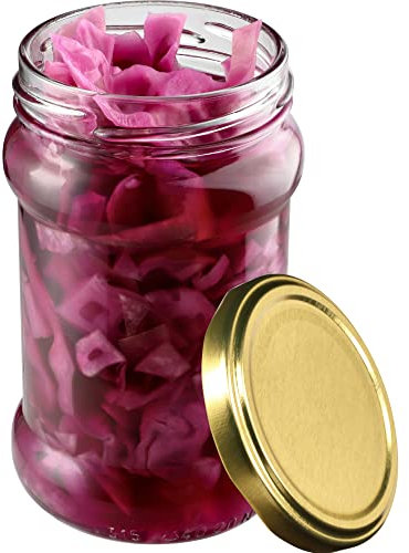 KADAX 100st Einmachgläser 315 ml mit fi66 mm Schraubdeckel für Honig, Dessert, Marmeladen | Luftdichte Gläschen, Einmachglas, Rundgläser, Konfitürengläser, Honiggläser (100 Stück, Gold)
