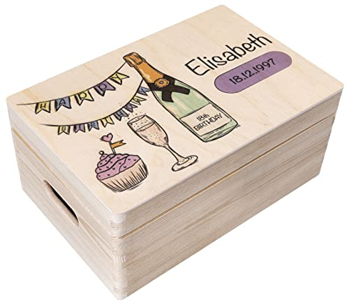 Creative Deco Personalisiert Geburtstag Geschenke für Frauen, Männer und Kinder Erinnerungsbox Holzkiste | Party Motiv für Geburtstag | Individuelle Geschenk | Geschenkkiste Geschenkbox