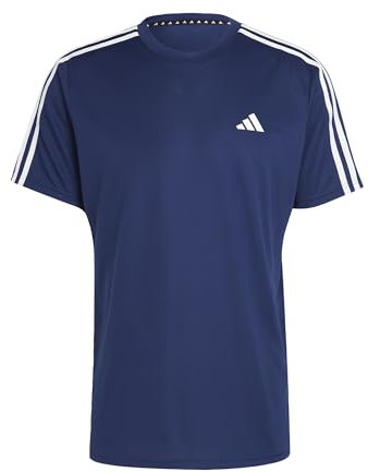 adidas Men's Train Essentials 3-Stripes Training Tee, Dark Blue/White, S