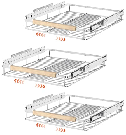 SANNO Cabinet Pull Out Shelves Organizer, Pots and Pans Organizer, Expandable Sliding Shelf Drawer for Closet, Kitchen, Bathroom (3pack)