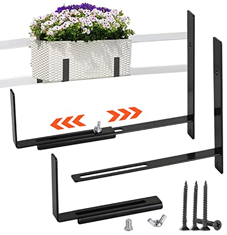 Blumenkastenhalterungen | Blumenkasten-Halterung, einstellbar in der Breite des Bodens des Pflanzkastens,Eisen-Blumenkasten-Wandbefestigungshaken Pflanzenzubehör für Balkon, Zäune, Terrasse
