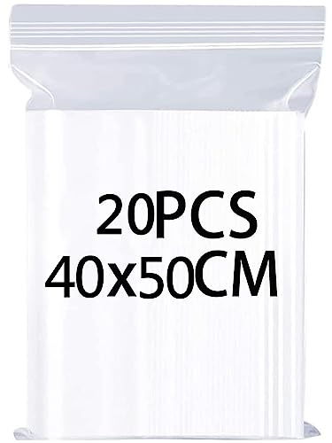 YOOYEH Extra Large Grip Seal Ziplock Bags - 40x50cm, 20pcs Resealable Clear Plastic Storage Pouches for Jewellery, Diamond Painting, Large Cookies and Sweets