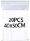 YOOYEH Extra Large Grip Seal Ziplock Bags - 40x50cm, 20pcs Resealable Clear Plastic Storage Pouches for Jewellery, Diamond Painting, Large Cookies and Sweets
