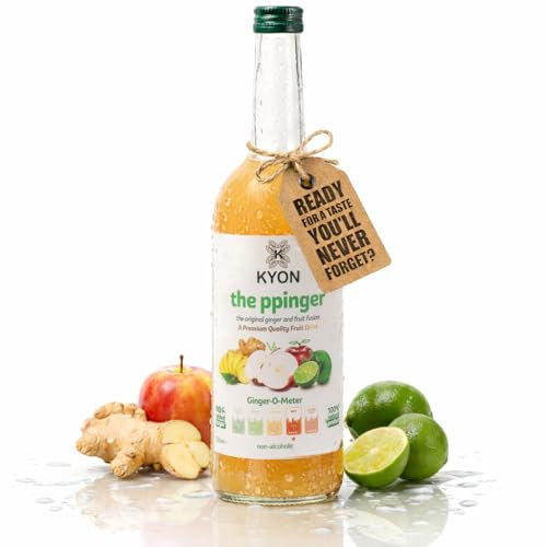 Kyon The Ppinger Drink - Succo di zenzero con mela, lime e fiori di sambuco, 750 ml, bevanda rinfrescante e analcolica allo zenzero, disponibile in confezioni da 12