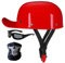 HHSDB Halbschalenhelm Motorradhelm ECE-Zulassung Baseball Cap Mit Fahrradbrille Fahrradvisier Cruiser Chopper Scooter Helm Herren Retro Motorrad Halbhelm Männer Frauen Mofa Helm 57-62cm Rot