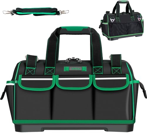 AIRAJ Borsa porta Attrezzi,15 Tasche Portaoggetti,Borsa Attrezzi con Nastro Riflettente e Ampia Tasca in Rete,Borsa Portautensili con Maniglia a Scomparsa e Tracolla Regolabile
